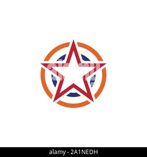 Star Logo Template vector icon illustration design. Abstract circle color creative sign, symbol with 5 parts. - Vector Stock Vector