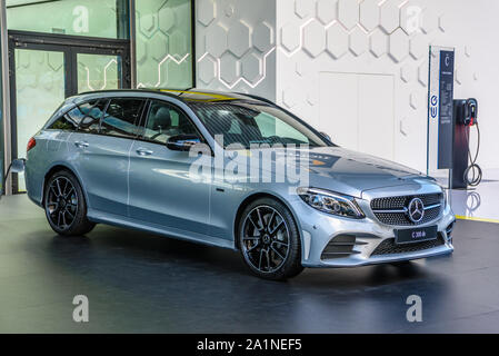 Mercedes benz c class silver cars hi-res stock photography and