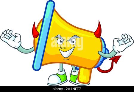 Devil yellow loudspeaker mascot on white background Stock Vector