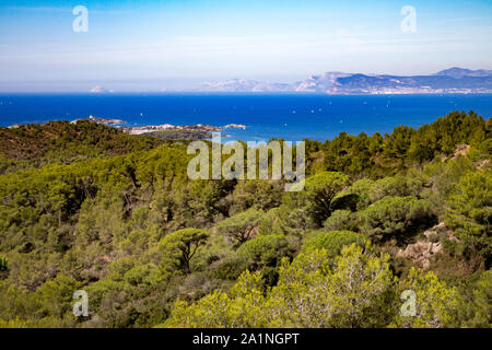 Biking from Fabrégas to Six Fours Les Plages Stock Photo