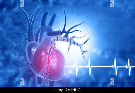 3d illustration of Abstract medical background with Human heart anatomy Stock Photo