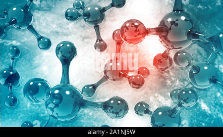 Atom Molecules on sicience background. 3d illustration Stock Photo