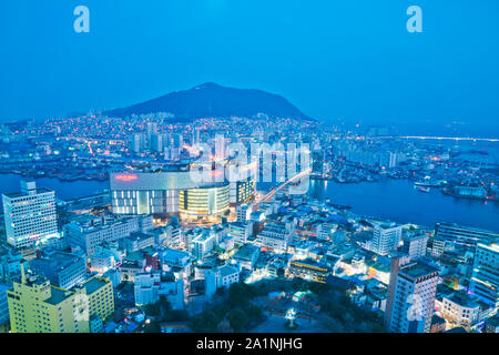 Busan Cityscape and Gwangan Bridge in South Korea . Stock Photo