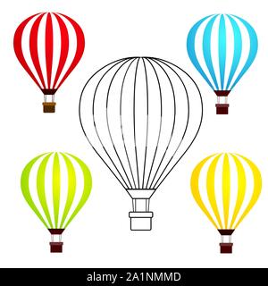 Set of colorful hot air balloons isolated on white background vector Stock Vector
