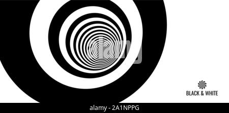 Concentric circles pattern. Black and white design with optical illusion. Abstract striped background. Vector illustration. Stock Vector