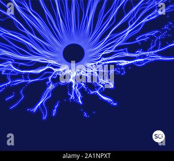 Space vortex. Hole made from flying particles. Abstract background. 3d vector illustration. Stock Vector