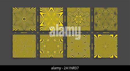 Abstract striped background. Pattern with optical illusion. Unique kaleidoscope design. Vector illustration. Stock Vector