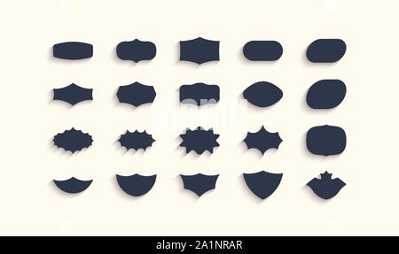 Set of empty geometrical shapes. Collection of design elements. Vector illustration for badge, label or sticker. Stock Vector
