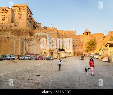 Jaisalmer, India - February 17, 2019: Fort Jaisalmer Rajasthan entrance gateway in Rajasthan Stock Photo