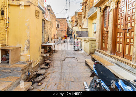 Jaisalmer, India - February 17, 2019: On the street in Jaisalmer fort Rajasthan Stock Photo