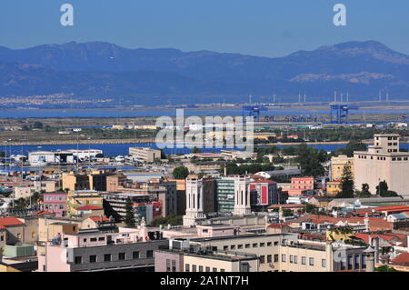 Cagliari, Italy, Cityscape of Cagliari seen from Bastione di Saint Remy Stock Photo