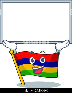 Up board flag mauritius character isolated the cartoon Stock Vector