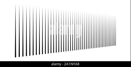 Vertical lines in columns. Perspective parallel stripes. 3d lines vanish, diminish. Simple straight lines in row illustration / pattern Stock Vector