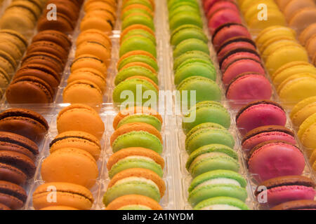 Old town of Namur, Wallonia, Belgium, patisserie, many different, colorful macarons, Stock Photo
