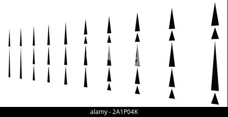 irregular (dashed, segmented) vertical lines in a row. 3d stripes in perspective. vertical straight and parallel lines, strips, streaks abstract patte Stock Vector