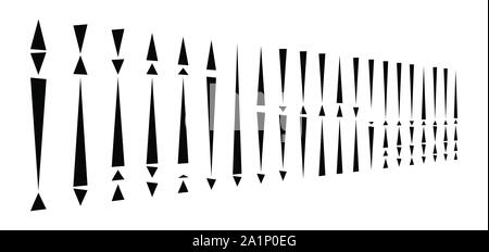 irregular (dashed, segmented) vertical lines in a row. 3d stripes in perspective. vertical straight and parallel lines, strips, streaks abstract patte Stock Vector