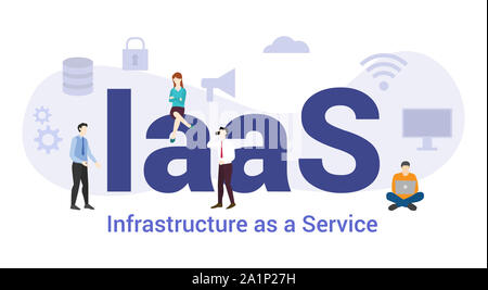 iaas infrastructure as a service technology concept with big word or text and team people with modern flat style - vector illustration Stock Photo