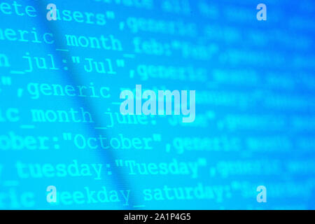 Close up of HTML codes on LED screen Stock Photo
