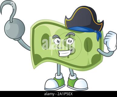 Pirate paper money cartoon character with mascot Stock Vector