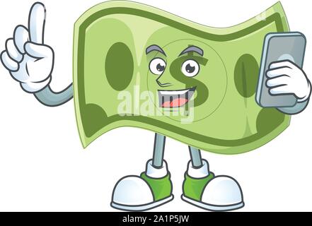 With phone paper money cartoon character with mascot Stock Vector