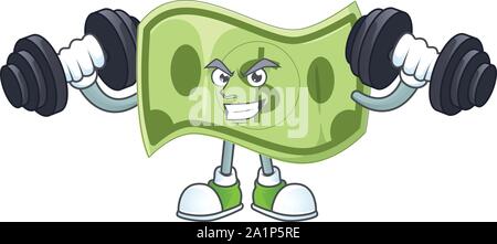 Fitness paper money cartoon character with mascot Stock Vector