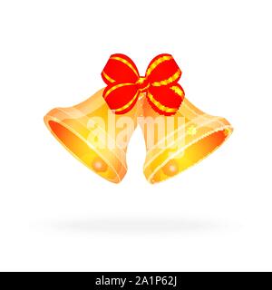 Christmas bells with red ribbon isolated on white background vector Stock Vector