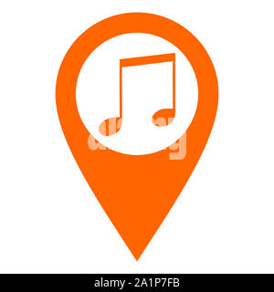 Music note and location pin Stock Photo