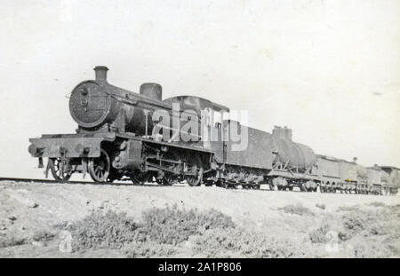 Photographs taken during WW2 by British soldier of the Royal Tank Regiment during the North Africa campaign. Train carrying water through the desert.   Trooper C M Shoults Stock Photo