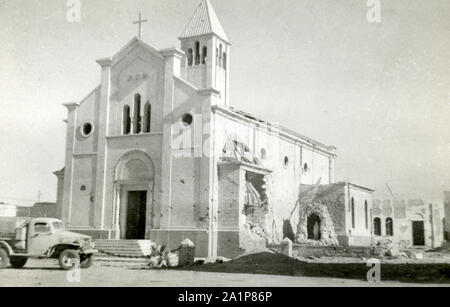 Photographs taken during WW2 by British soldier of the Royal Tank Regiment during the North Africa campaign. The bomb damaged Catholic church , Tobruk, 1941.  Trooper C M Shoults Stock Photo