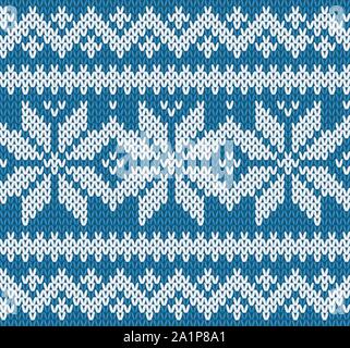 Knitting seamless pattern background with snowflakes vector Stock Vector
