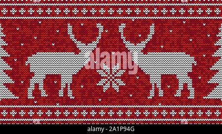 Christmas seamless pattern background with deer and pine tree vector Stock Vector