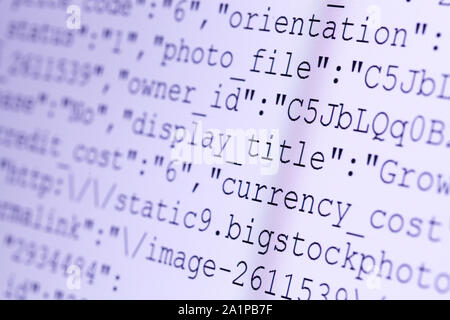 Close up of HTML codes on LED screen Stock Photo
