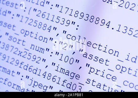 Close up of HTML codes on LED screen Stock Photo