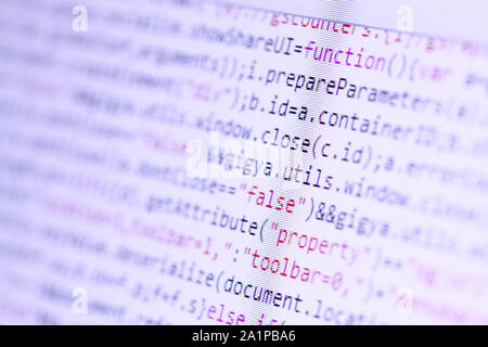 Close up of HTML codes on LED screen Stock Photo