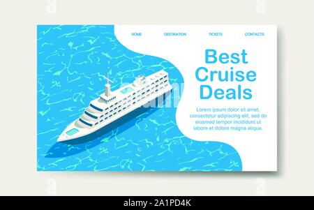 Best cruise deals, landing web page template. Vector Stock Vector