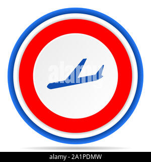 Arrivals round icon, red, blue and white french design illustration for web, internet and mobile applications Stock Photo