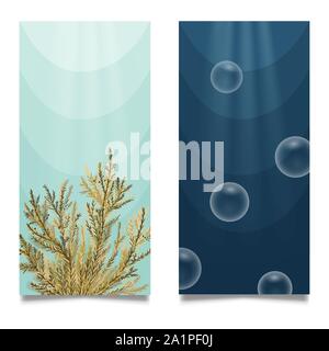 Underwater/undersea diving banner or poster set. Hand drawn vector Stock Vector