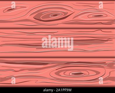 Hand drawn vector cartoon wooden planks boards texture, Color of the year 2019 living Coral Pantone Stock Vector