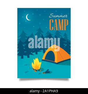 Summer camp vector hand drawn flyer or poster Stock Vector