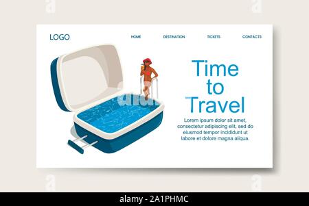 Time to travel, landing web page template. Vector Stock Vector