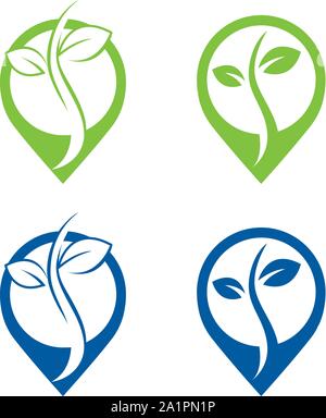 Green Power Energy Logo Design Element, Thunder Leaf Logo, Leaves icon vector, creative green leaf logo template, Eco icon green leaf vector Stock Vector