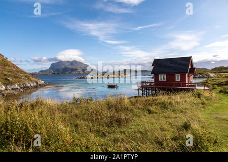 cottage on island Heroy, Norway Stock Photo
