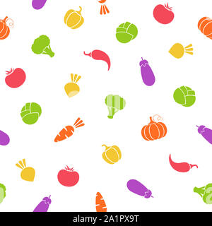 Silhouette seamless vegetable pattern flat illustration. Modern seamless texture pattern design with outline vegetable in natural colors for healthy diet decor, wallpaper or vegan fabric print Stock Photo