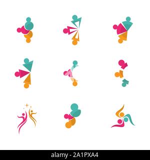 Community, network and social icon design template Stock Vector