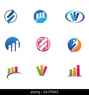 Community, network and social icon design template Stock Vector