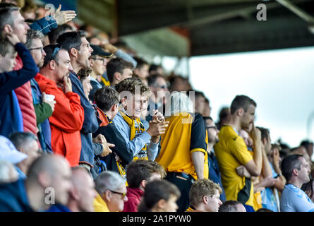 Stevenage, UK. 28th Sep, 2019. Cambridge United supporters during the EFL Sky Bet League 2 match between Stevenage and Cambridge United at the Lamex Stadium, Stevenage, England on 28 September 2019. Photo by Phil Hutchinson. Editorial use only, license required for commercial use. No use in betting, games or a single club/league/player publications. Credit: UK Sports Pics Ltd/Alamy Live News