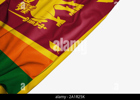 Sri Lanka flag of fabric with copyspace for your text on white background Stock Photo