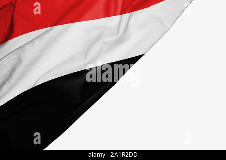 Yemen flag of fabric with copyspace for your text on white background Stock Photo