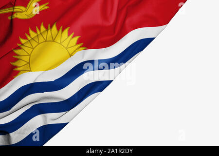 Kiribati flag of fabric with copyspace for your text on white background Stock Photo