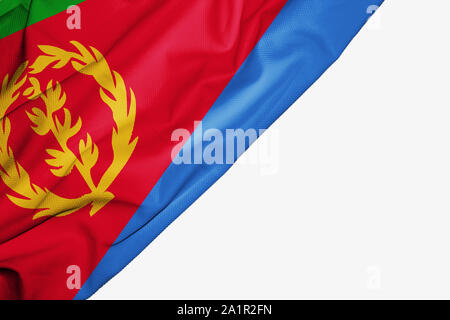 Eritrea flag of fabric with copyspace for your text on white background Stock Photo